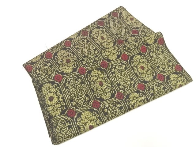 JAPANESE KIMONO / ANTIQUE FABRIC CLOTH BOLT / SQUARE & FLOWER